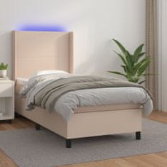 shumee Box spring postel matrace a LED cappuccino 90x190 cm umělá kůže