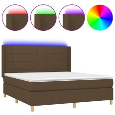 Greatstore Box spring postel s matrací a LED tmavě hnědá 160x200 cm textil