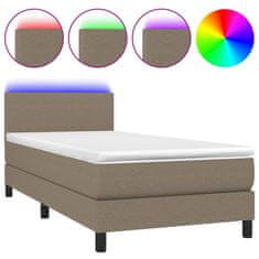 Greatstore Box spring postel s matrací a LED taupe 90x190 cm textil