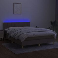 Greatstore Box spring postel s matrací a LED taupe 140x190 cm textil