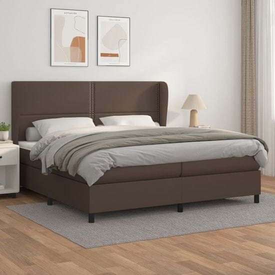 Greatstore Box spring postel s matrací hnědá 200x200 cm umělá kůže