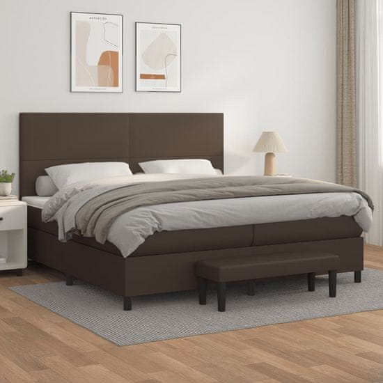 Greatstore Box spring postel s matrací hnědá 200x200 cm umělá kůže