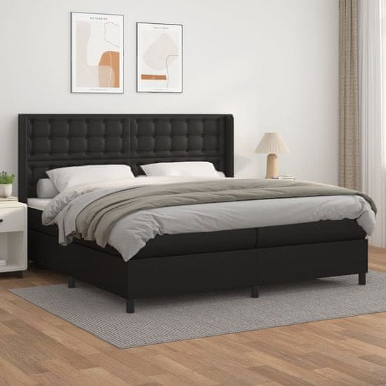 Greatstore Box spring postel s matrací černá 200x200 cm umělá kůže