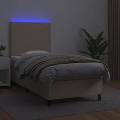 Petromila Box spring postel matrace a LED cappuccino 80x200 cm umělá kůže