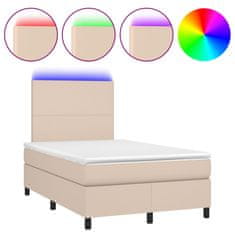 Petromila Box spring postel matrace a LED cappuccino 120x200cm umělá kůže