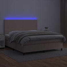 Petromila Box spring postel matrace a LED cappuccino 160x200cm umělá kůže