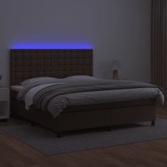 Greatstore Box spring postel s matrací a LED hnědá 180x200 cm umělá kůže