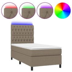 Greatstore Box spring postel s matrací a LED taupe 100x200 cm textil