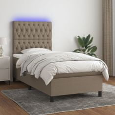 Greatstore Box spring postel s matrací a LED taupe 100x200 cm textil