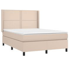 Greatstore Box spring postel matrace a LED cappuccino 140x200cm umělá kůže