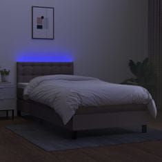 Greatstore Box spring postel s matrací a LED taupe 90x190 cm textil