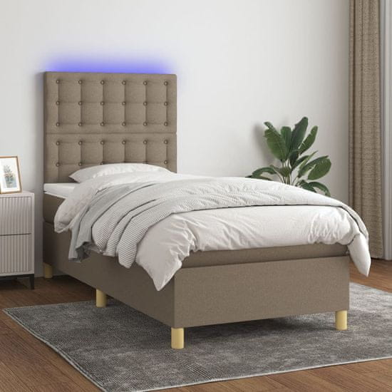 shumee Box spring postel s matrací a LED taupe 100x200 cm textil