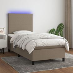 shumee Box spring postel s matrací a LED taupe 80 x 200 cm textil