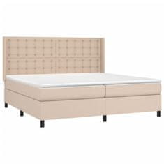 Greatstore Box spring postel matrace a LED cappuccino 200x200cm umělá kůže