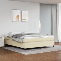 Greatstore Box spring postel s matrací krémová 180x200 cm umělá kůže