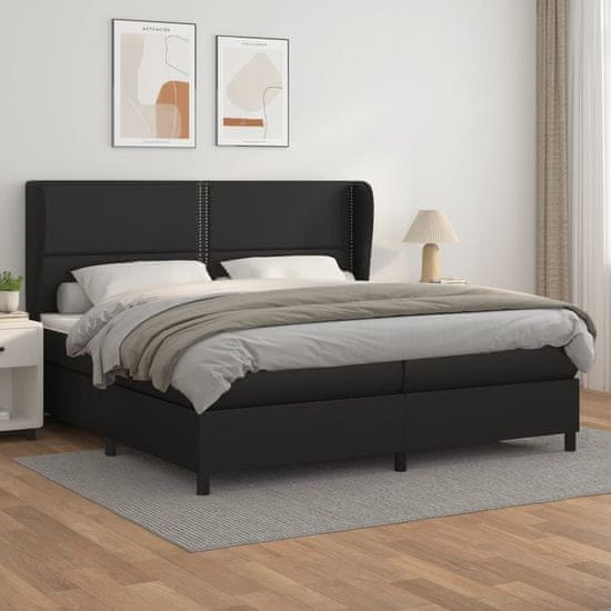 Greatstore Box spring postel s matrací černá 200x200 cm umělá kůže