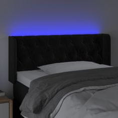 Vidaxl Čelo postele s LED černé 103 x 16 x 78/88 cm samet