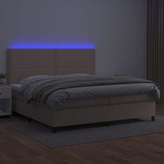 Petromila Box spring postel matrace a LED cappuccino 200x200cm umělá kůže