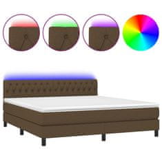 Greatstore Box spring postel s matrací a LED tmavě hnědá 160x200 cm textil