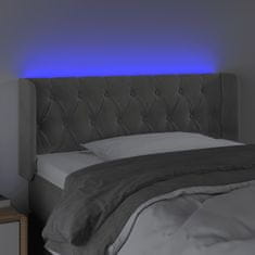 Vidaxl Čelo postele s LED světle šedé 103 x 16 x 78/88 cm samet