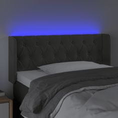 Greatstore Čelo postele s LED tmavě šedé 103 x 16 x 78/88 cm samet