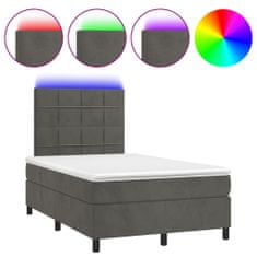 shumee Box spring postel s matrací a LED tmavě šedá 120 x 190 cm samet