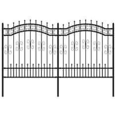 Greatstore Zahradní plot s hroty černý 165 cm práškově lakovaná ocel