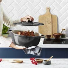 Tefal oválný kastrol Air E2558955 + poklice 30×23 šedá