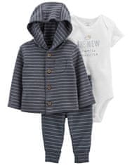 Carter's Set 3dílný mikina, tepláky, body kr. rukáv Grey Stripes chlapec LBB 3m, vel. 62