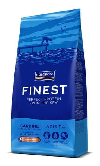 Fish4Dogs Granule malé pro dospělé psy Finest sardinka se sladkými bramborami 6 kg, 1+