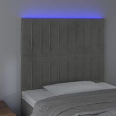 Vidaxl Čelo postele s LED světle šedé 100x5x118/128 cm samet