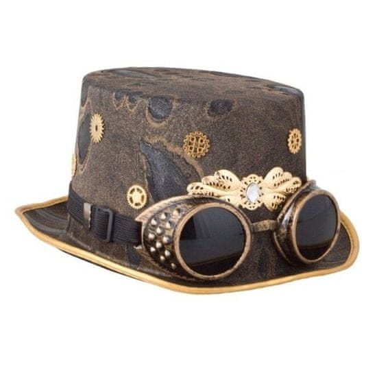 funny fashion Klobouk cylindr steampunk s brýlemi