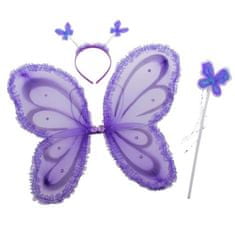 funny fashion Křídla, čelenka a hůlka s motýlky - fialová