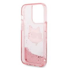 Karl Lagerfeld KLHCP14LLNCHCP hard silikonové pouzdro iPhone 14 PRO 6.1" pink Glitter Choupette Head