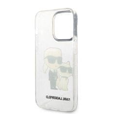 Karl Lagerfeld KLHCP14LHNKCTGT hard silikonové pouzdro iPhone 14 PRO 6.1" transparent Gliter Karl&Choupette