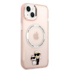 Karl Lagerfeld KLHMP14MHNKCIP hard silikonové pouzdro iPhone 14 PLUS 6.7" pink Iconic Karl&Choupette Magsafe