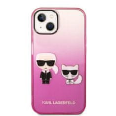 Karl Lagerfeld KLHCP14MTGKCP hard silikonové pouzdro iPhone 14 PLUS 6.7" pink Gradient Ikonik Karl & Choupette