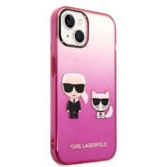 Karl Lagerfeld KLHCP14MTGKCP hard silikonové pouzdro iPhone 14 PLUS 6.7" pink Gradient Ikonik Karl & Choupette