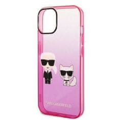 Karl Lagerfeld KLHCP14MTGKCP hard silikonové pouzdro iPhone 14 PLUS 6.7" pink Gradient Ikonik Karl & Choupette