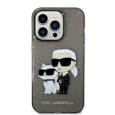 Karl Lagerfeld KLHCP14LHNKCTGK hard silikonové pouzdro iPhone 14 PRO 6.1" black Gliter Karl&Choupette