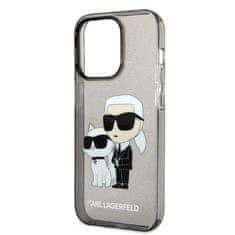 Karl Lagerfeld KLHCP14LHNKCTGK hard silikonové pouzdro iPhone 14 PRO 6.1" black Gliter Karl&Choupette