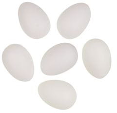 Anděl Přerov Vajíčka bílá k dozdobení plastová 8 cm,bez šňůrky,6 ks v sáčku 