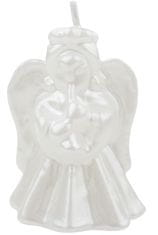 Anděl Přerov Svíčka anděl bílý lak, 6 x 8 cm