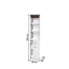 KONDELA Regál 1D1S, bílá / dub sonoma, TOPTY TYP 04