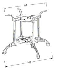 STEMA Litinová stolová podnož, pro domácnost, restauraci, hotel, SH-5033/B, černá, výška 72,5 cm, průměr spodního prvku 102 cm - rám stolu, stůl