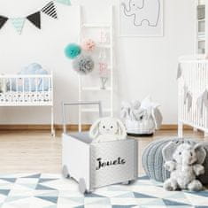 Home DECO Factory Dětská truhla na kolečkách s rukojetí Jouets bílá