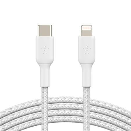 Belkin USB-C kabel s lightning konektorem, 1m, bílý - odolný