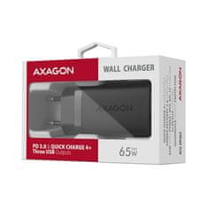 AXAGON ACU-DPQ65, GaN nabíječka do sítě 65W, 3x port (USB-A + dual USB-C), PD3.0/QC4+/PPS/Apple