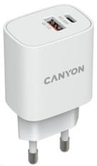 Canyon nabíječka do sítě H-20-04, 1x USB-C PD 20W, 1x USB-A QC 3.0 18W, bílá