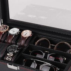 Northix Krabička na hodinky s přihrádkami na sluneční brýle 